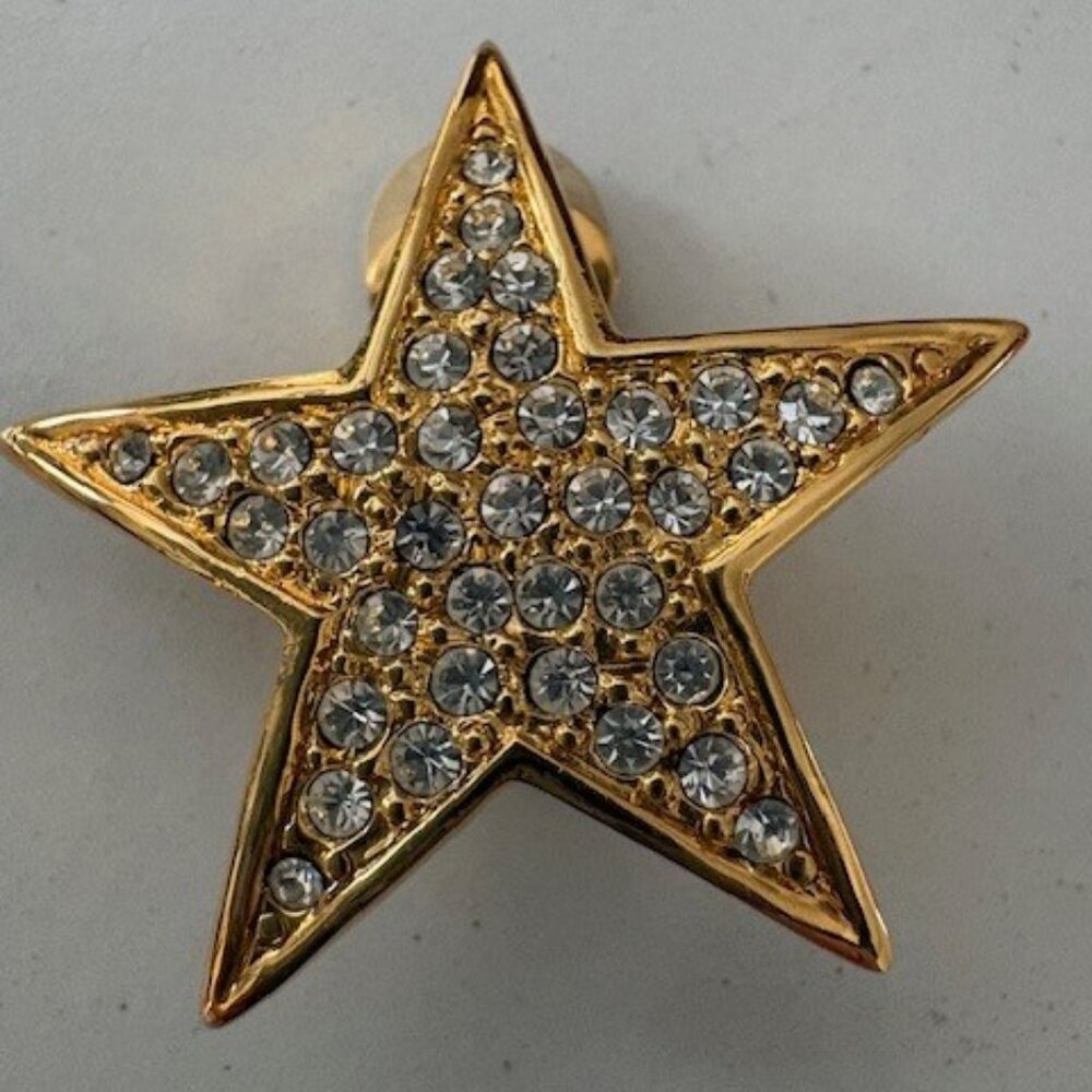 Joan Rivers Vintage Estate Gold Crystal Pave Set Star Stud Earrings